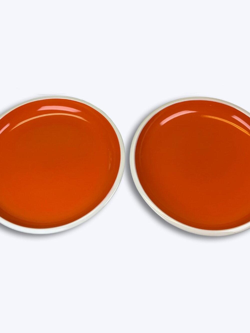 Orange White Mod Stoneware Salad Plates 8.5" Set of 2 Rachael Ray Rise Retro MCM